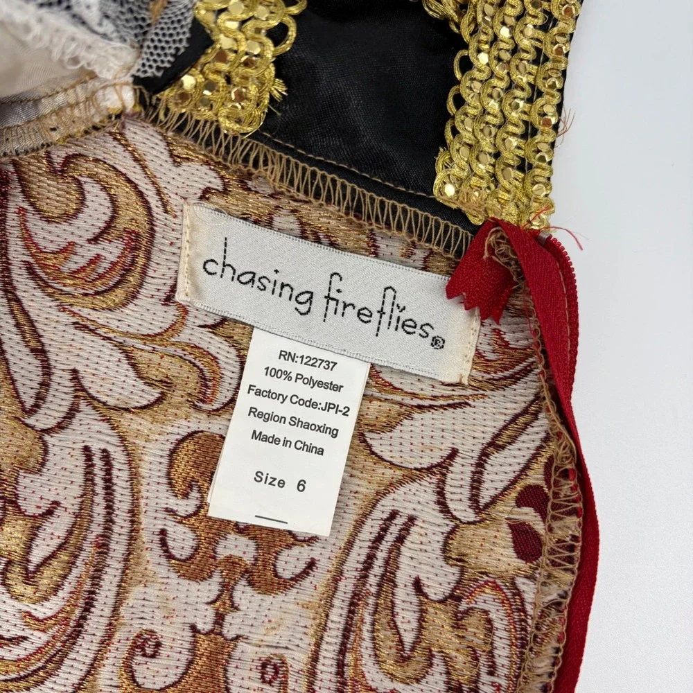 Chasing Fireflies Costume Jacket Boys Size 6 Red Gold Brocade Victorian Prince